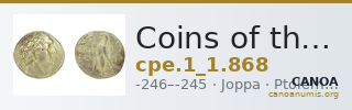 Coins of the Ptolemaic Empire Vol. I, Part 1, no. 868 — CANOA