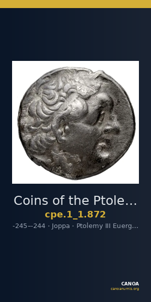 Coins of the Ptolemaic Empire Vol. I, Part 1, no. 872 — CANOA