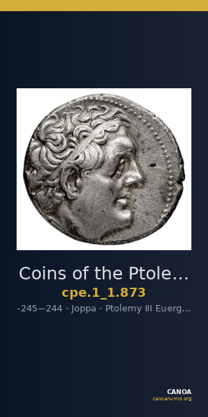 Coins of the Ptolemaic Empire Vol. I, Part 1, no. 873 — CANOA