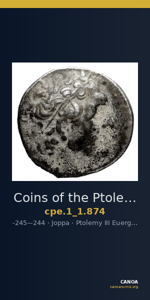 Coins of the Ptolemaic Empire Vol. I, Part 1, no. 874 — CANOA