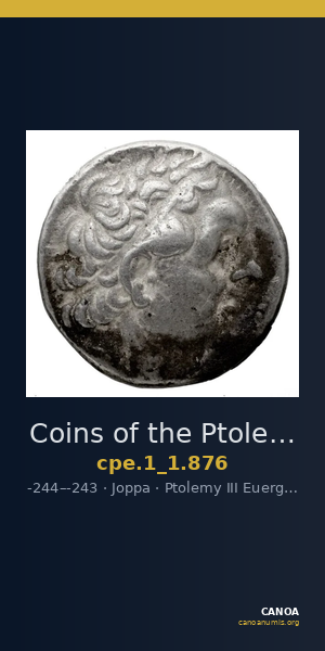 Coins of the Ptolemaic Empire Vol. I, Part 1, no. 876 — CANOA
