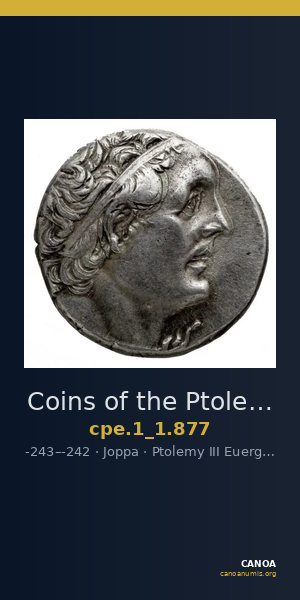Coins of the Ptolemaic Empire Vol. I, Part 1, no. 877 — CANOA