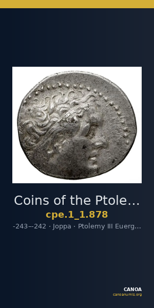 Coins of the Ptolemaic Empire Vol. I, Part 1, no. 878 — CANOA