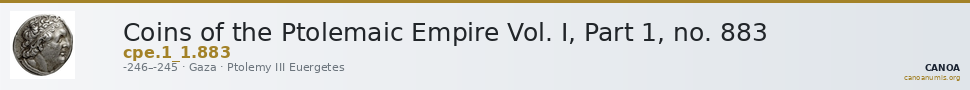 Coins of the Ptolemaic Empire Vol. I, Part 1, no. 883 — CANOA