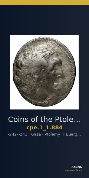 Coins of the Ptolemaic Empire Vol. I, Part 1, no. 884 — CANOA
