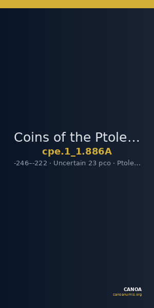 Coins of the Ptolemaic Empire Vol. I, Part 1, no. 886A — CANOA
