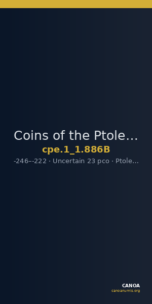 Coins of the Ptolemaic Empire Vol. I, Part 1, no. 886B — CANOA