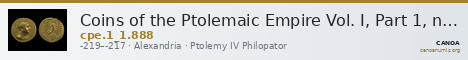 Coins of the Ptolemaic Empire Vol. I, Part 1, no. 888 — CANOA