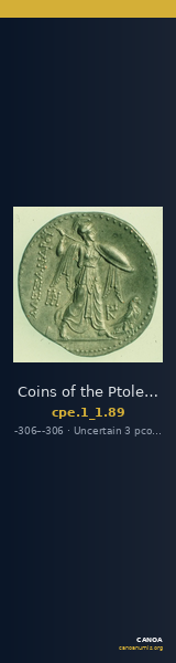 Coins of the Ptolemaic Empire Vol. I, Part 1, no. 89 — CANOA