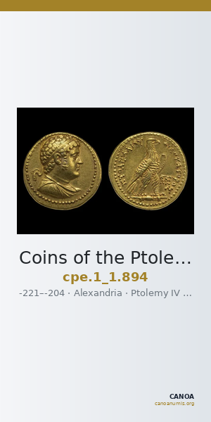 Coins of the Ptolemaic Empire Vol. I, Part 1, no. 894 — CANOA