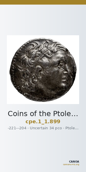 Coins of the Ptolemaic Empire Vol. I, Part 1, no. 899 — CANOA