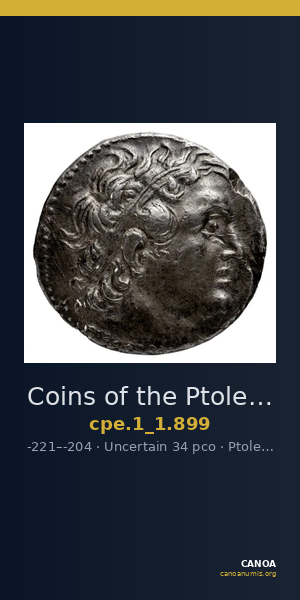 Coins of the Ptolemaic Empire Vol. I, Part 1, no. 899 — CANOA