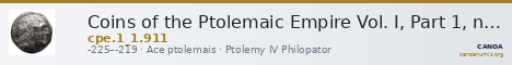 Coins of the Ptolemaic Empire Vol. I, Part 1, no. 911 — CANOA