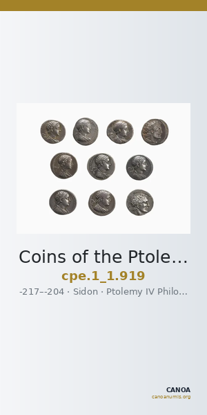 Coins of the Ptolemaic Empire Vol. I, Part 1, no. 919 — CANOA