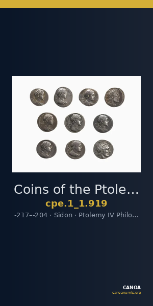 Coins of the Ptolemaic Empire Vol. I, Part 1, no. 919 — CANOA