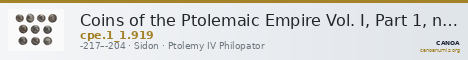 Coins of the Ptolemaic Empire Vol. I, Part 1, no. 919 — CANOA