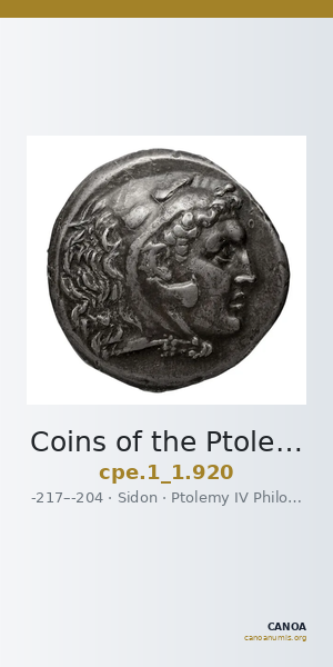 Coins of the Ptolemaic Empire Vol. I, Part 1, no. 920 — CANOA