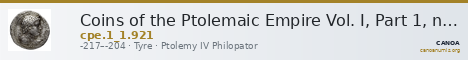 Coins of the Ptolemaic Empire Vol. I, Part 1, no. 921 — CANOA
