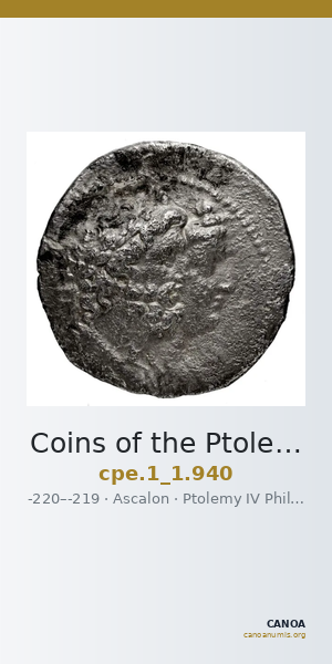 Coins of the Ptolemaic Empire Vol. I, Part 1, no. 940 — CANOA