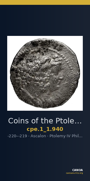 Coins of the Ptolemaic Empire Vol. I, Part 1, no. 940 — CANOA