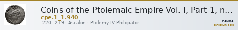 Coins of the Ptolemaic Empire Vol. I, Part 1, no. 940 — CANOA