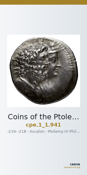 Coins of the Ptolemaic Empire Vol. I, Part 1, no. 941 — CANOA