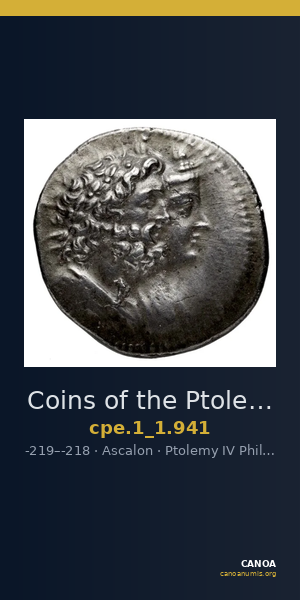 Coins of the Ptolemaic Empire Vol. I, Part 1, no. 941 — CANOA