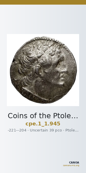 Coins of the Ptolemaic Empire Vol. I, Part 1, no. 945 — CANOA