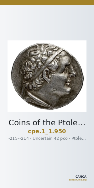 Coins of the Ptolemaic Empire Vol. I, Part 1, no. 950 — CANOA