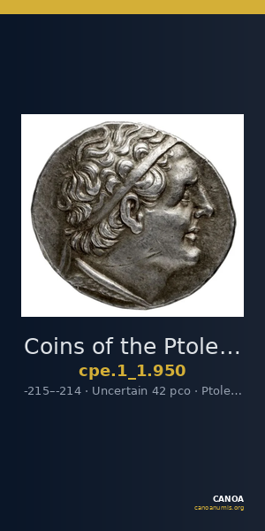 Coins of the Ptolemaic Empire Vol. I, Part 1, no. 950 — CANOA