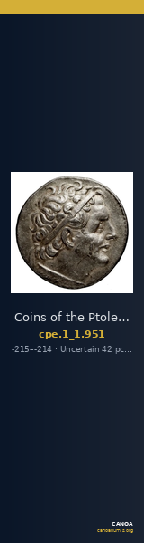 Coins of the Ptolemaic Empire Vol. I, Part 1, no. 951 — CANOA