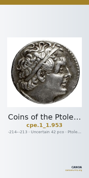 Coins of the Ptolemaic Empire Vol. I, Part 1, no. 953 — CANOA