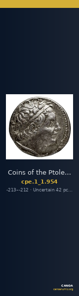 Coins of the Ptolemaic Empire Vol. I, Part 1, no. 954 — CANOA