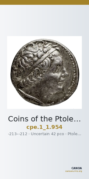 Coins of the Ptolemaic Empire Vol. I, Part 1, no. 954 — CANOA