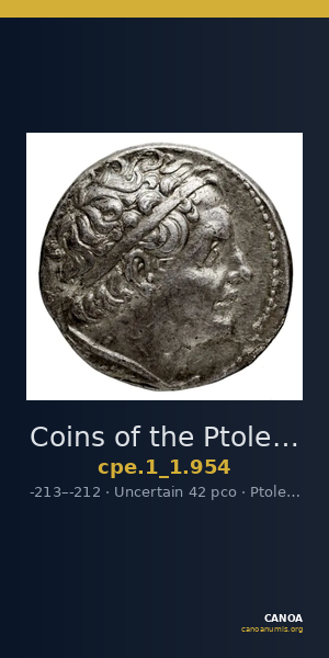 Coins of the Ptolemaic Empire Vol. I, Part 1, no. 954 — CANOA