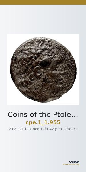 Coins of the Ptolemaic Empire Vol. I, Part 1, no. 955 — CANOA