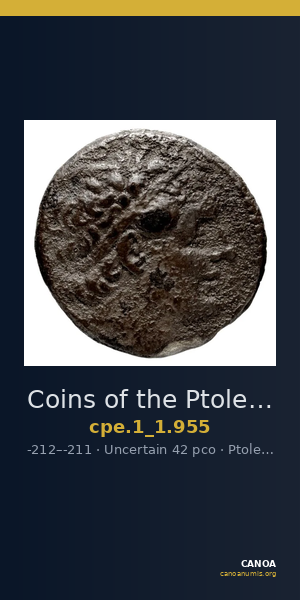 Coins of the Ptolemaic Empire Vol. I, Part 1, no. 955 — CANOA
