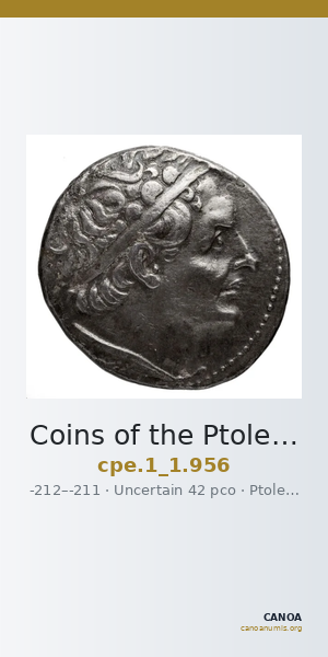 Coins of the Ptolemaic Empire Vol. I, Part 1, no. 956 — CANOA