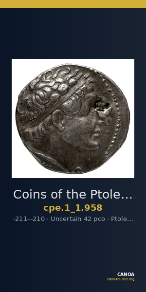 Coins of the Ptolemaic Empire Vol. I, Part 1, no. 958 — CANOA