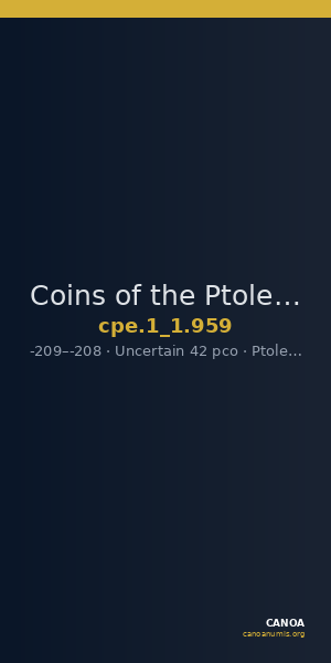 Coins of the Ptolemaic Empire Vol. I, Part 1, no. 959 — CANOA