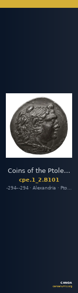 Coins of the Ptolemaic Empire Vol. I, Part II, no. B101 — CANOA