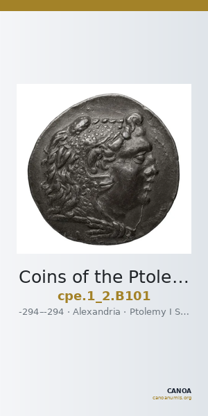 Coins of the Ptolemaic Empire Vol. I, Part II, no. B101 — CANOA