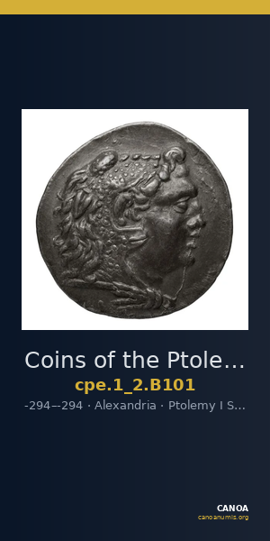 Coins of the Ptolemaic Empire Vol. I, Part II, no. B101 — CANOA