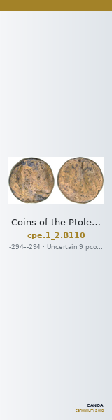 Coins of the Ptolemaic Empire Vol. I, Part II, no. B110 — CANOA