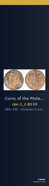 Coins of the Ptolemaic Empire Vol. I, Part II, no. B110 — CANOA