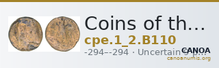 Coins of the Ptolemaic Empire Vol. I, Part II, no. B110 — CANOA