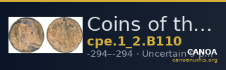 Coins of the Ptolemaic Empire Vol. I, Part II, no. B110 — CANOA