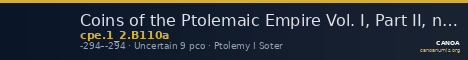 Coins of the Ptolemaic Empire Vol. I, Part II, no. B110a — CANOA