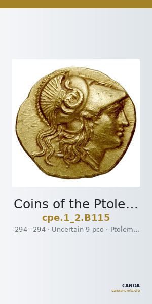 Coins of the Ptolemaic Empire Vol. I, Part II, no. B115 — CANOA