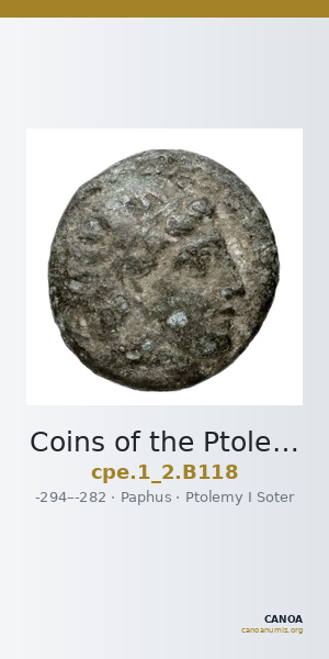 Coins of the Ptolemaic Empire Vol. I, Part II, no. B118 — CANOA
